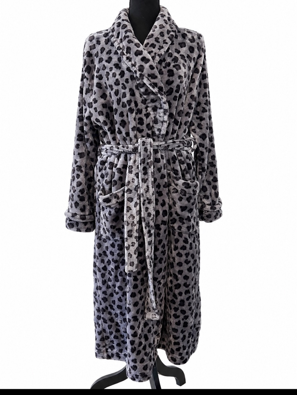 Sonoma Intimates Black & White Polka Dot Fleece Plush Robe XL